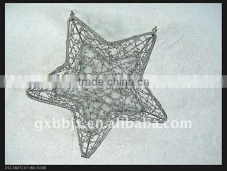 Silver wire star handicraft gift set of two