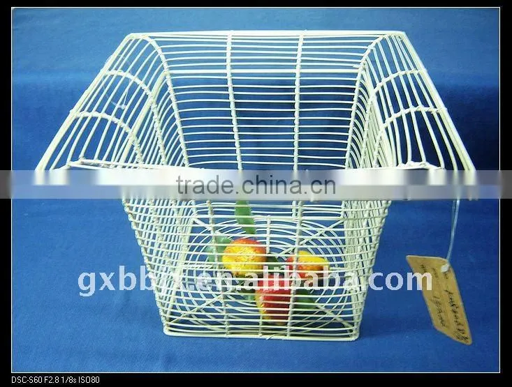 Square creamywhite wire storage basket