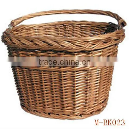 Oval wicker bicycle basket & bicycle accessory