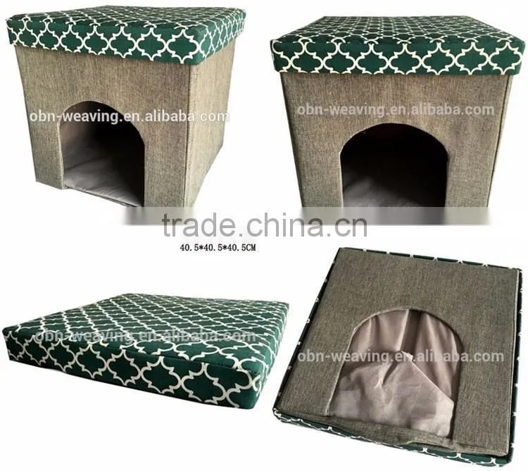 Washable plaid oxford cloth teddy mattress fabric material foldable cheap luxury cat house