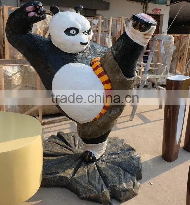 Outdoor fiberglass strong panda mascot figure