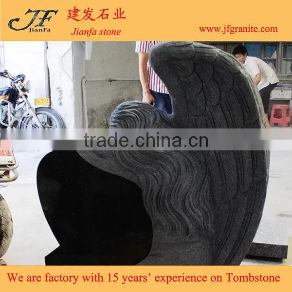 Best Selling Padang Black Weeping Angel Engraving Granite Tombstone