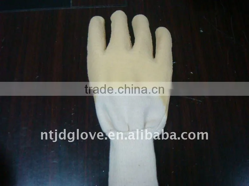 Welding gloves Latex gloves . Jersey fabric liner,wave crinkled latex fully coating , Knit wrist Safety gloves