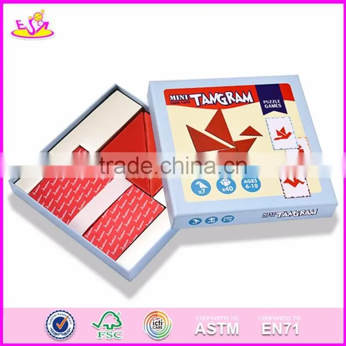 2017 New design kids creative mind puzzles wooden tangram shapes W11D006
