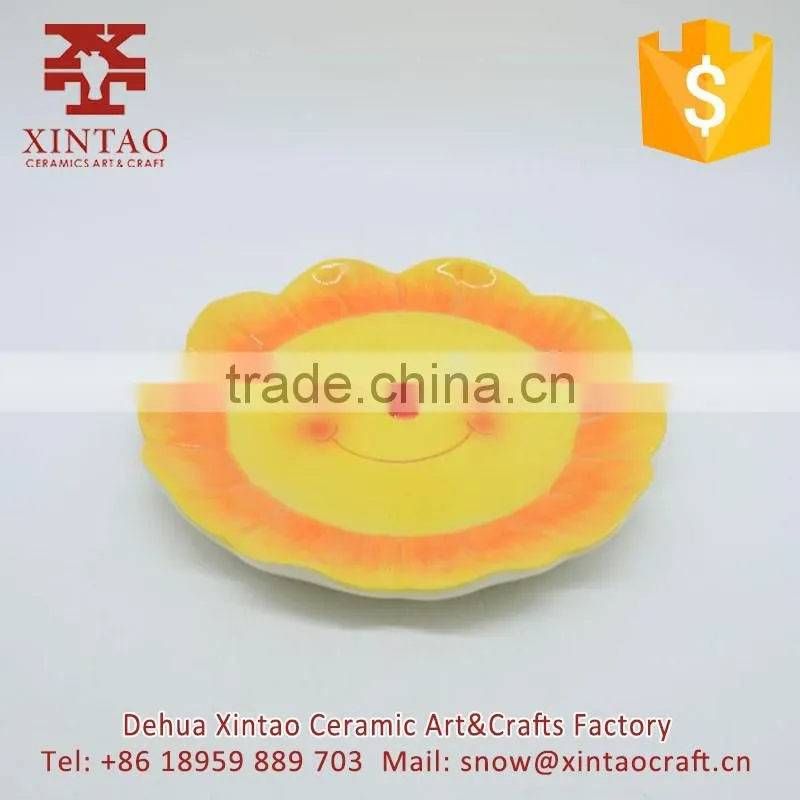 2017 newest design Kids sunflower ceramic dinner dish