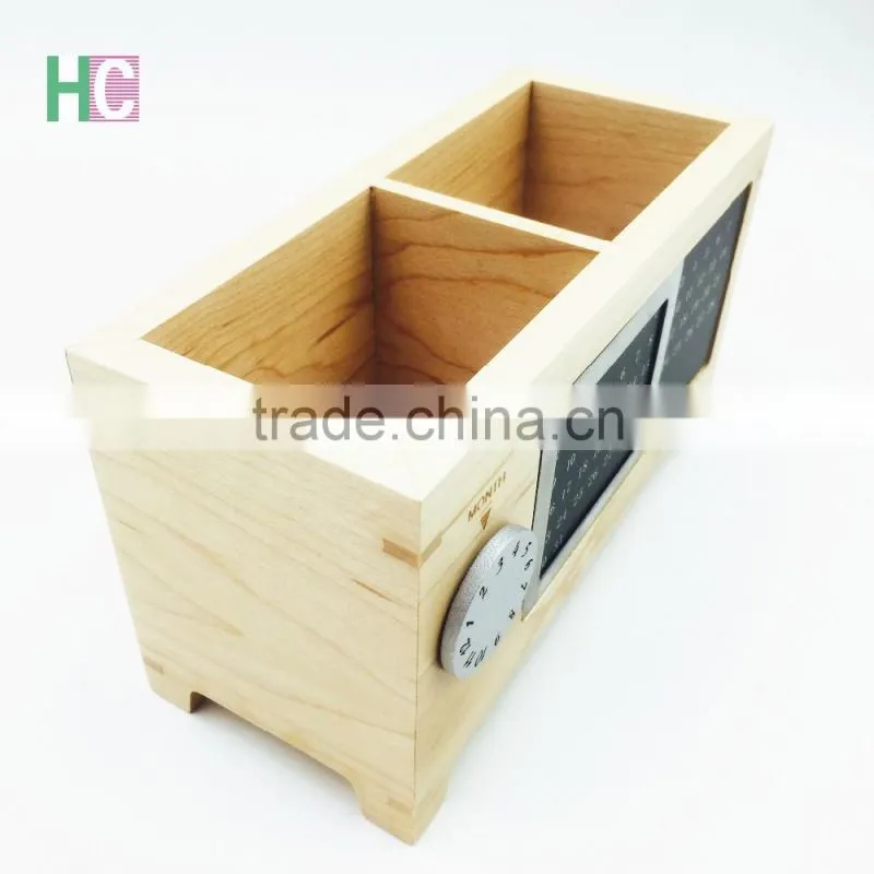 high quality Wooden Calendar for office,wooden pen holder