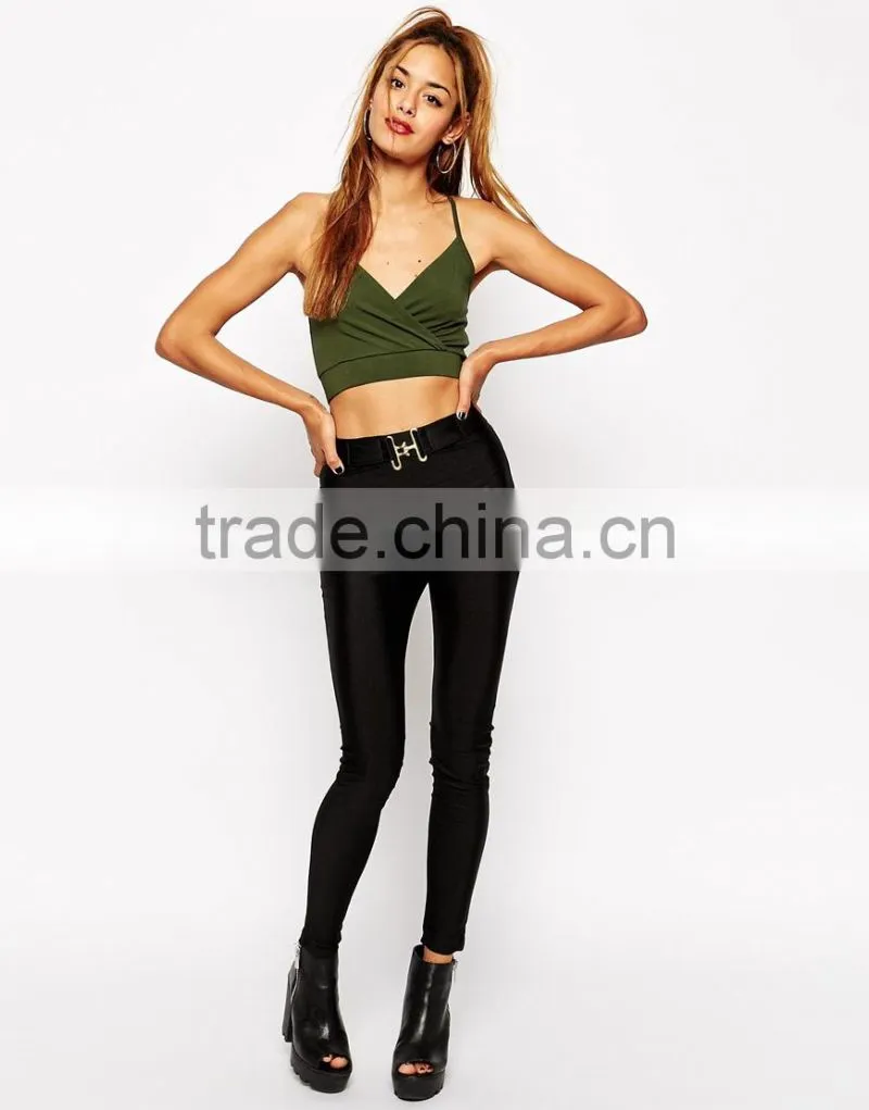 Latest arrival Strappy Crop V-neckline Top with Wrap Front