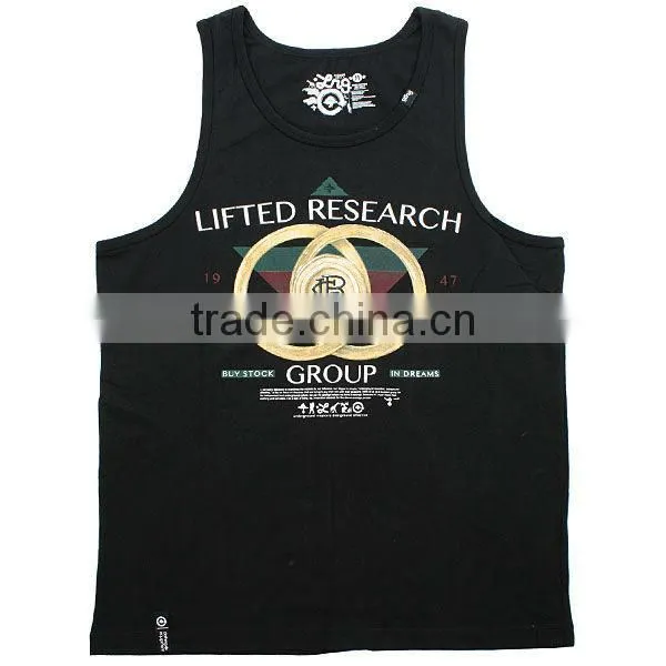 Custom design cotton wholesale black printing bulk tank top