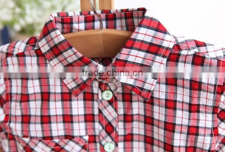 2015 Summer Boy's Short Sleeve Shirts Children Checked Shirts Latest Styles of Boys Shirt Blouse