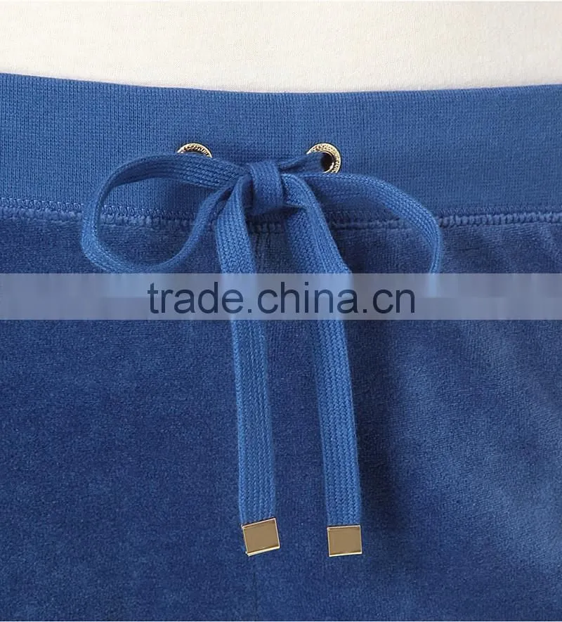 custom beaded design cotton wholesale casual sport outdoor fashion ladies velvet jogger pants for women