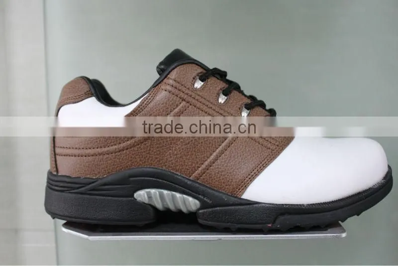 name brand wholesale shoes, men genuine leather sport shoes, rubber golf shoes with spike for business