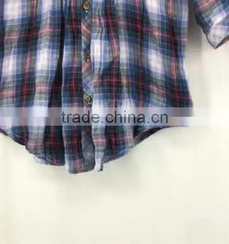 Ladies stocklots latest designs cotton check shirt