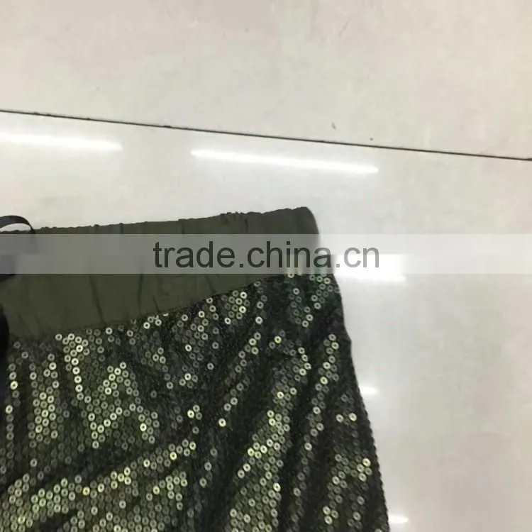 Ladies yiwu stock garment beaded shining A-line sexy skirt