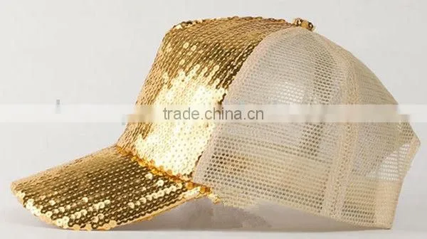 Custom blank paillette snapback trucker cap