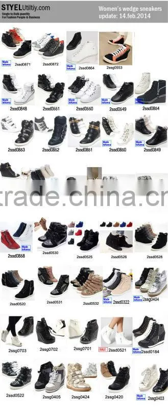 2014 s/s women hidden wedge heel fashion sneakers
