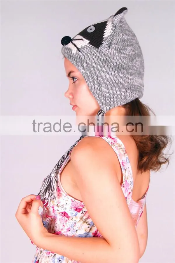 Fashion unisex slouch crochet cat knitted beanie hat