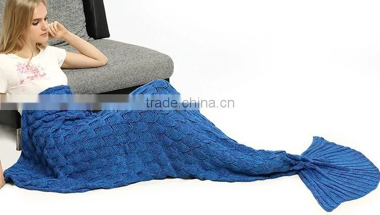 Soft Acrylic Adult Kids Mermaid Tail Blanket With Scale