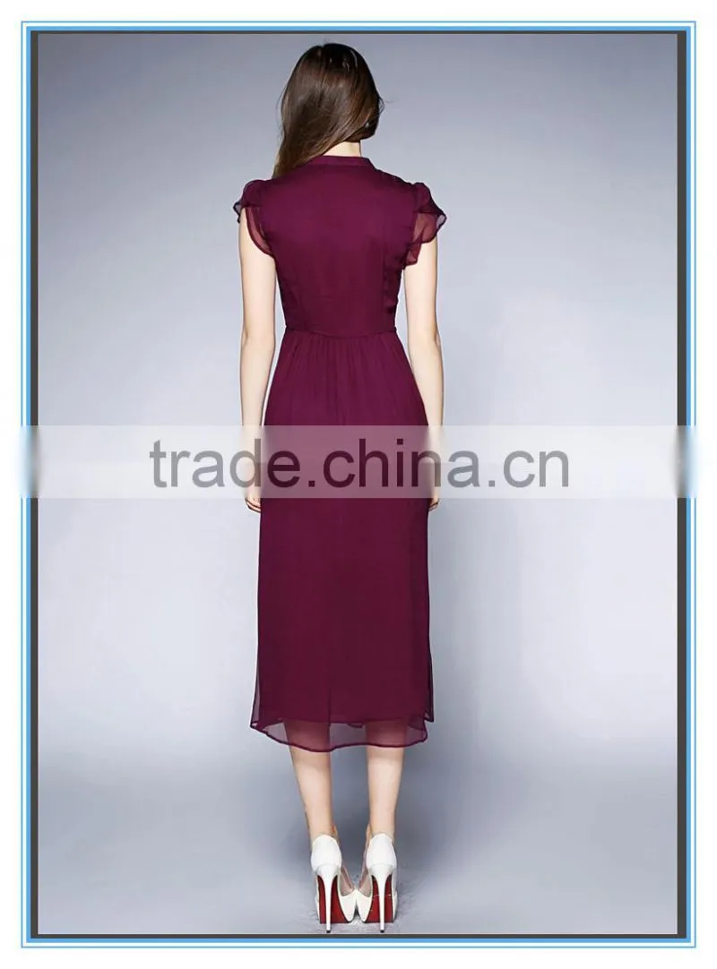 Real silk short sleeves and slim latest dress designs for ladies