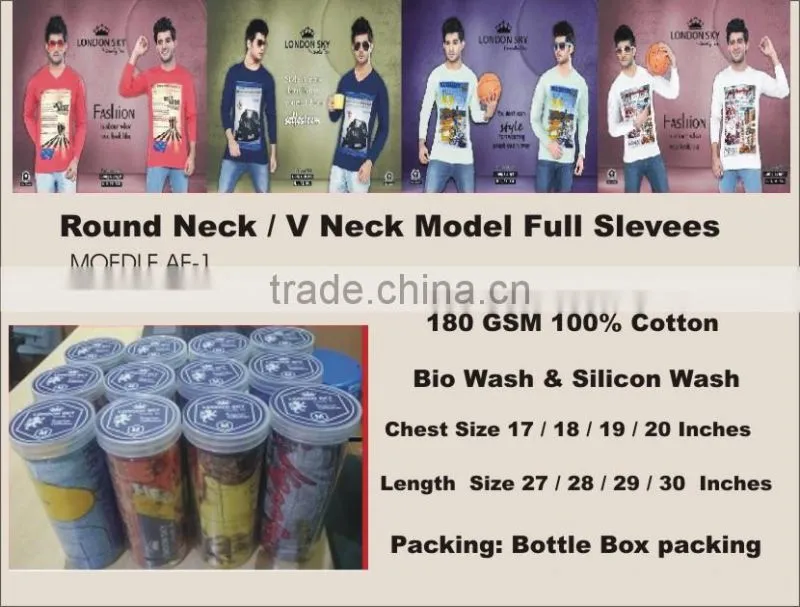 Round Neck & V Neck Full Sleeve T-Shirts