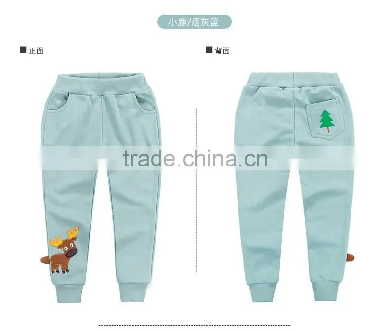 China Supplier Boy Trousers Wholesale100%Cotton Kids Wear Casual Children Embroidery Trouser Pants
