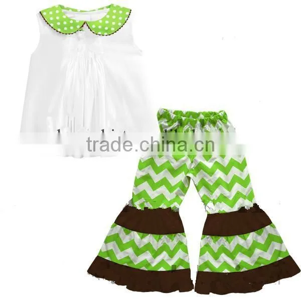 Little Girls Easter Ruffled Cute 2pcs Top Matching polka dot Bunny Top Capris Pants Boutique Cotton Summer Outfit Clothing Sets