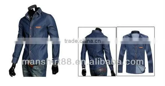 latest designer long sleeve slim fit thin denim shirt