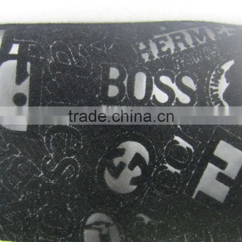 black or other pu leather with fabric /flocking PU leather