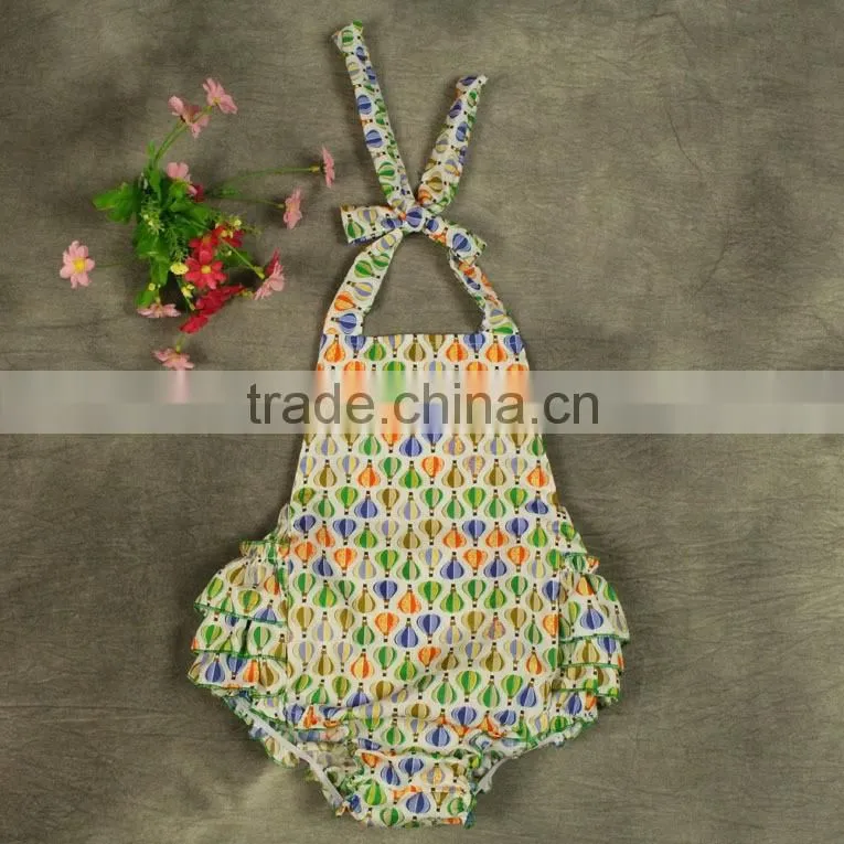 Cotton Foral Prints Frill Backless Infant Girl Rompers