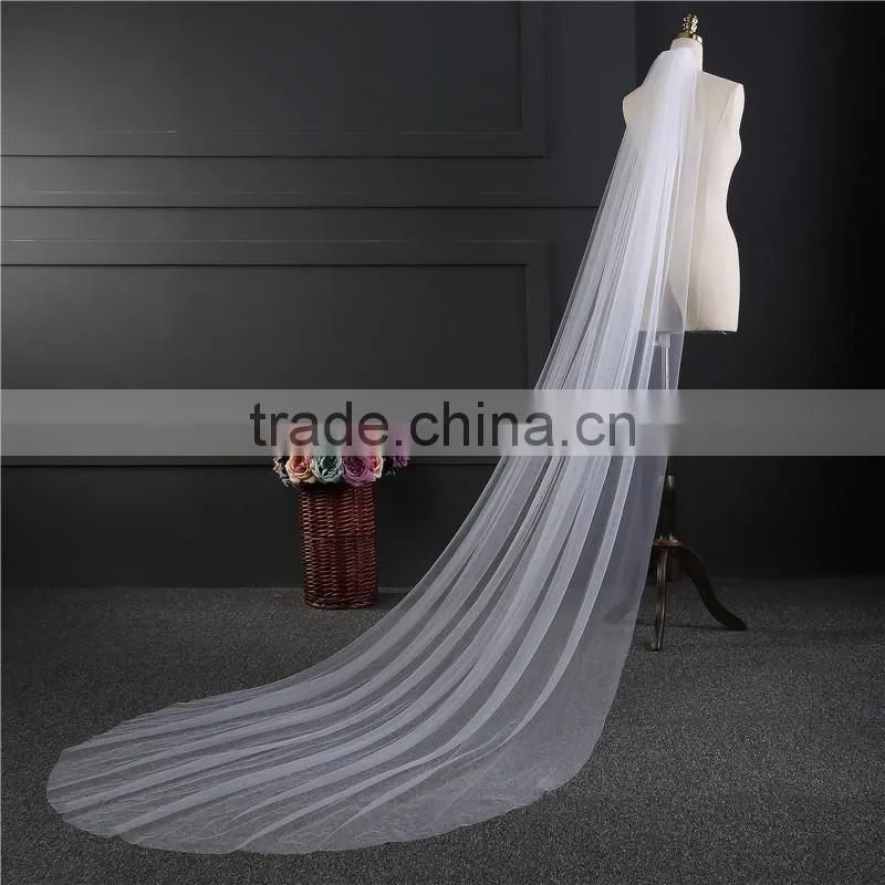 2017 wholesale new grance long bridal wedding veil long Tulle wedding veils HL18