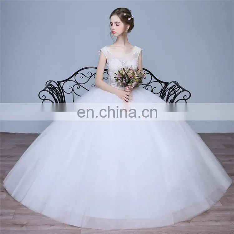 HS1604 Vintage Lace Applique Sheer Wedding Dresses 2017 Elegant Court Train Ruched Tulle Plus Size Bridal Gowns Custom Made