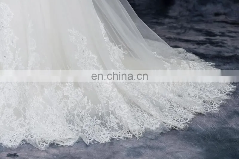 One Shoulder Tulle french Lace Bridal Dresses Elegant Beaded weeding dresses