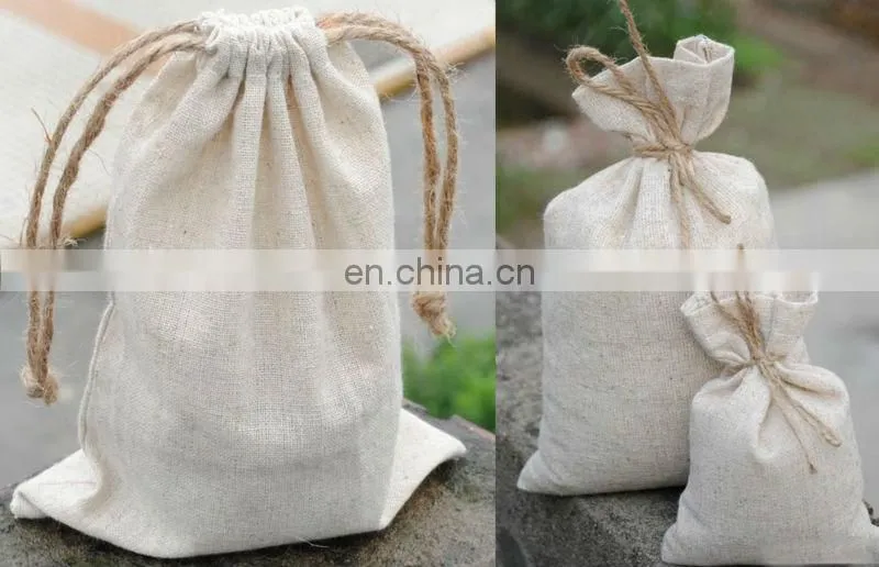 custom jewelry pouch linen drawstring pouch wholesale linen pouch printed logo with jute strings