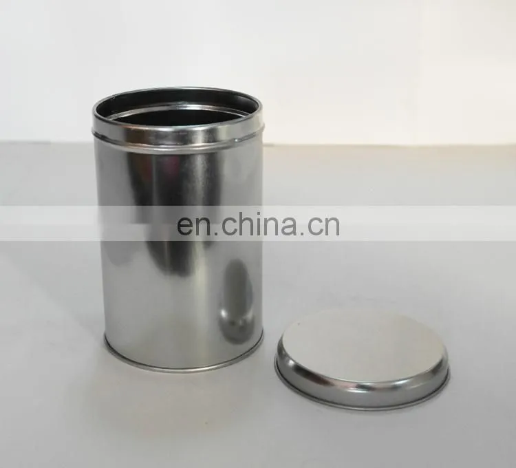High quality round silver tins with window on body for spice storage canister