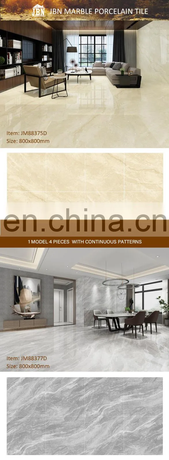 continuous pattern 800x800 grey high glossy marble polished floor tilescheap price JM88376D