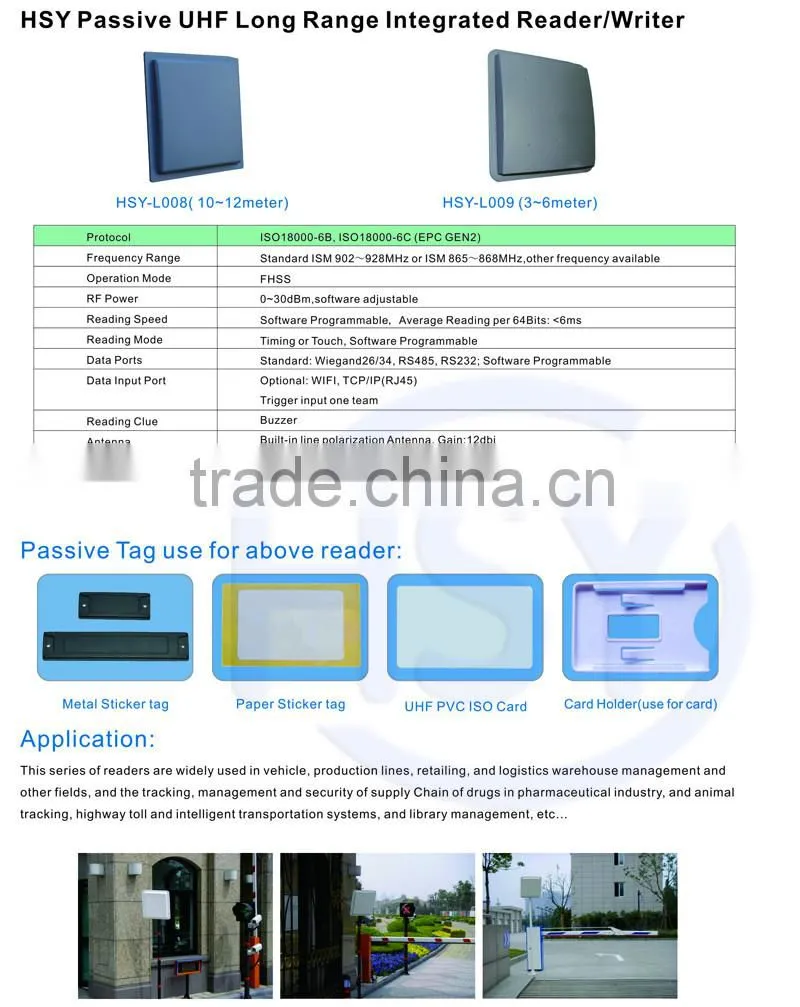 HSY-L008 Vehicle Tracking Long Distance Waterproof UHF RFID Reader for car parking access control system