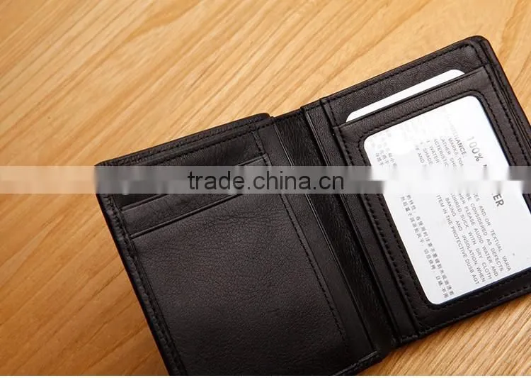 high quality vintage style genuine leather men's bifold wallet small wallet for gifts