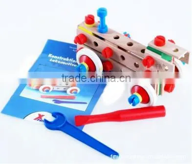 2016 HOT Seach In China Natural Wood Block Car New Toys For Kid Baby Car Toy Nut Assembly Car