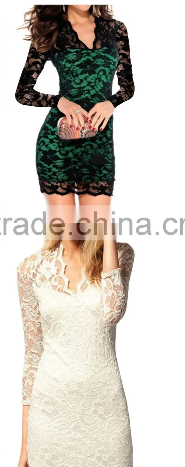 V Collar Fashion Dress Sexy Slim Evening Dress Sex Prom Dress