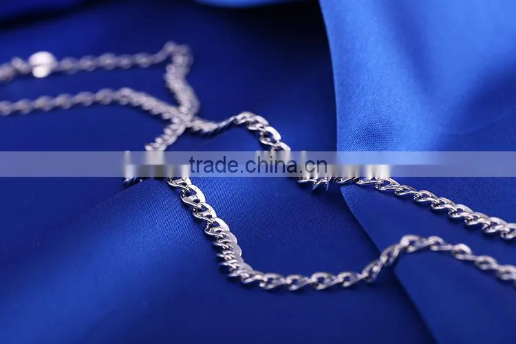 2015 wholesale simple design fashion jewelry rhodium plated cheap short chain necklace
