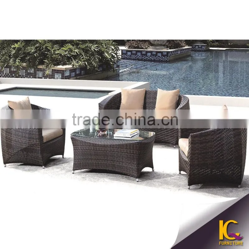 2016 Luxury Soft Aluminium Frame Cheap Outdoor Garden Wicker Rattan Sofa Set