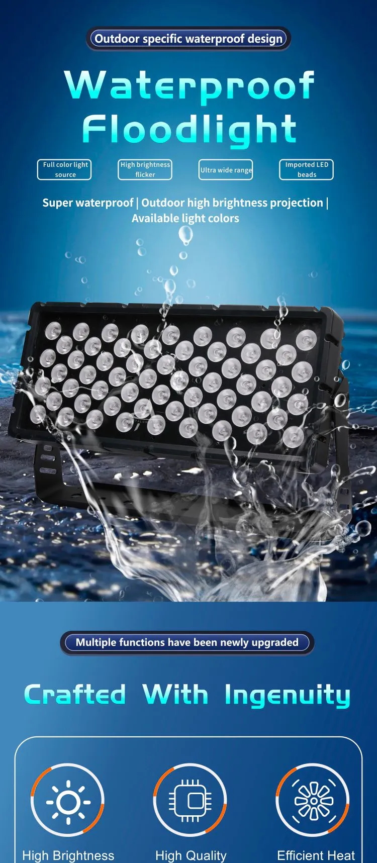 TG60 IP65 LED Waterproof Floodlight 60x15W RGBW 4in1 800W DMX Effect Light