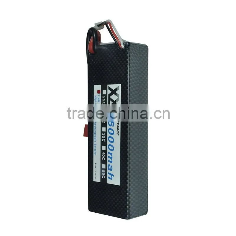 high rate 6000mah 7.4v 50c rc car battery pack for rc drift car