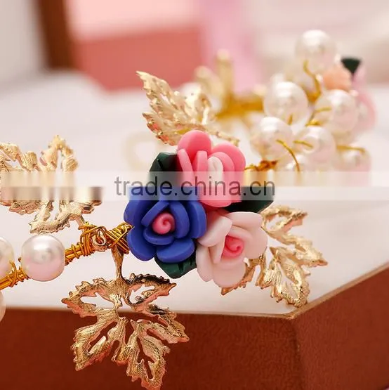 Hair accessories hair jewelry rhinestone wedding flowers gold plated jewelry wholesale crowns
