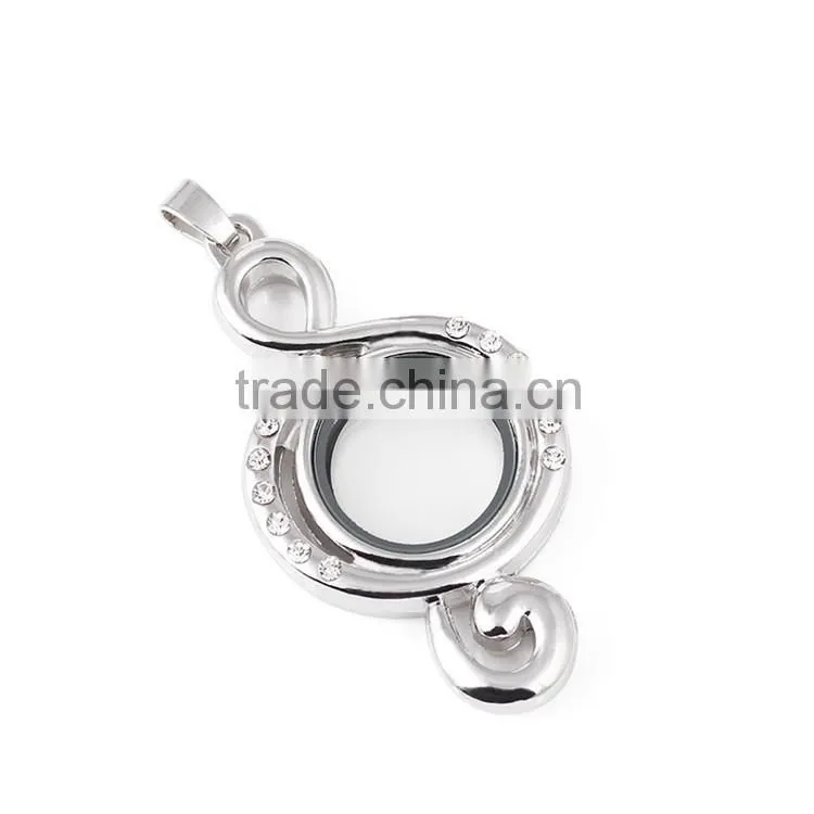 2015 Lastest Zinc Alloy Rhodium Plated Floating Lockets Wholesale
