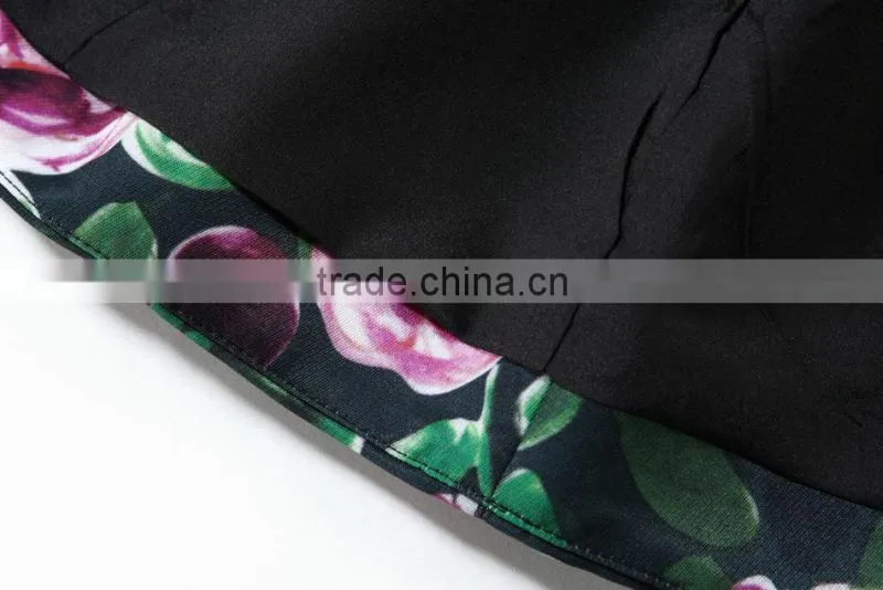 peony flower pattern emerald green beautiful lady fashion dress