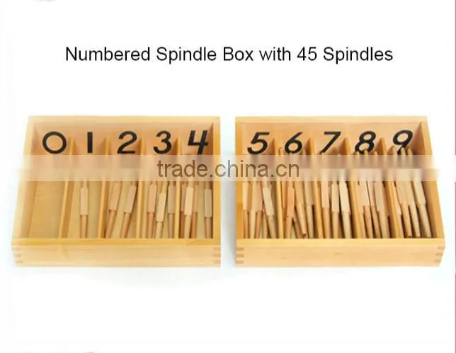 Montessori Wood Toys Numbered Spindle Box with 45 Spindles/montessori teaching Mathematics Tools/Educational Montessori Toy