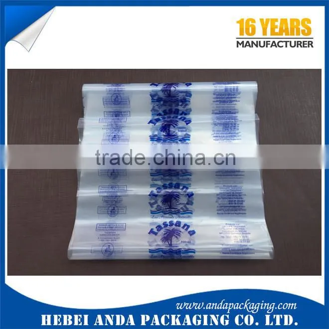 Gravure Printing Water Sachet Bags 500ml LDPE HDPE Plastic Film Roll/ Liquid Beverage Plastic Packing Bag