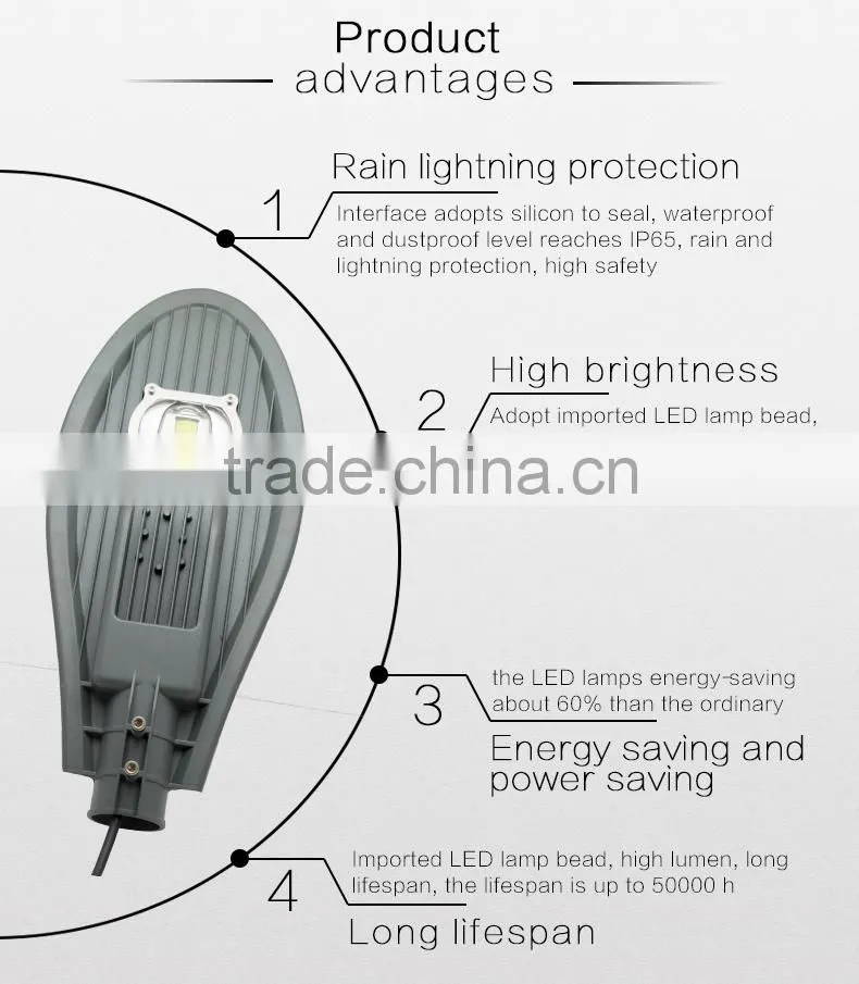 solar power energy generation street light pole with 50W led light