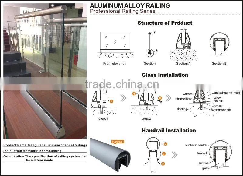 fancy railings systems/interior glass balcony railing