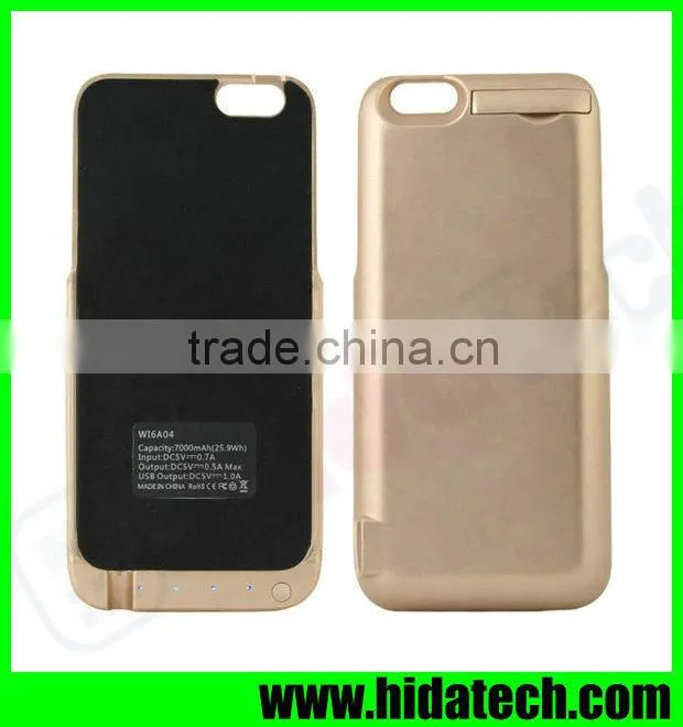 7000mah portable battery charger case for iPhone 6 with USB Socket for Output